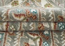 8x10 Gray, Ivory, Rust Color Hand Knotted Oushak Wool Transitional Oriental Rug