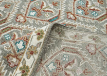 8x10 Gray, Ivory, Rust Color Hand Knotted Oushak Wool Transitional Oriental Rug