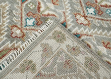 8x10 Gray, Ivory, Rust Color Hand Knotted Oushak Wool Transitional Oriental Rug