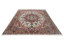 8x10 Pink, Ivory, Gold Color Hand Knotted Heriz Wool Traditional Oriental Rug