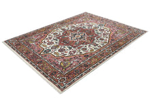 8x10 Pink, Ivory, Gold Color Hand Knotted Heriz Wool Traditional Oriental Rug