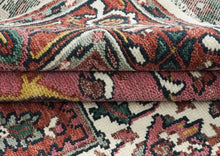 8x10 Pink, Ivory, Gold Color Hand Knotted Heriz Wool Traditional Oriental Rug