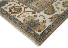 10x14 Tan, Ivory, Slate Color Hand Knotted Oushak Wool Arts and Crafts Oriental Rug
