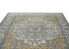 8x10 Ivory, Gold, Gray Color Hand Knotted Oushak Wool Traditional Oriental Rug