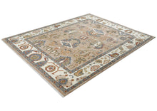 8x10 Mocha, Ivory, Slate Color Hand Knotted Oushak Wool Arts & Crafts Oriental Rug