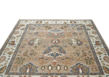 8x10 Mocha, Ivory, Slate Color Hand Knotted Oushak Wool Arts & Crafts Oriental Rug