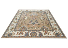 8x10 Mocha, Ivory, Slate Color Hand Knotted Oushak Wool Arts & Crafts Oriental Rug