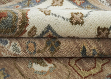 8x10 Mocha, Ivory, Slate Color Hand Knotted Oushak Wool Arts & Crafts Oriental Rug