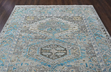 8x10 Gray, Aqua, Blue Color Hand Knotted Oushak Wool  Oriental Rug