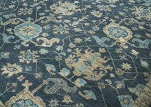 10x14 Blue, Beige, Moss Color Hand Knotted Oushak Wool Arts and Crafts Oriental Rug