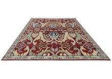 9x12 Hand Knotted Wool Wine Mint Oushak Arts & Crafts Area Rug