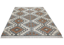 Multi Size Ivory Gray Slate Color Hand Woven Kilim Jute Southwestern Oriental Rug