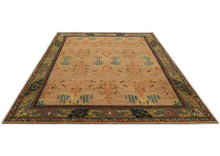 9x12 Peach, Pistachio, Blue Color Hand Tufted  Wool  Oriental Rug