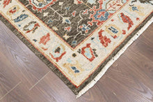 8'11''x11'10'' Hand Knotted Wool Brown, Beige Oushak Arts and Crafts Rug