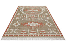 Multi Size Tan Orange Ivory Color Hand Woven Kilim Jute Southwestern Oriental Rug