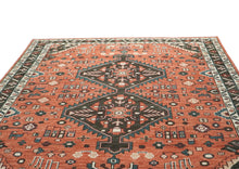10x14 Burnt Orange, Dark Green, Teal Color Hand Knotted Oushak Wool  Oriental Rug