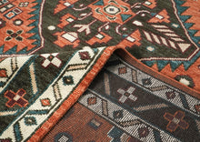 10x14 Burnt Orange, Dark Green, Teal Color Hand Knotted Oushak Wool  Oriental Rug