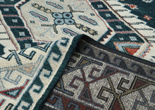 10x14 Dark Blue, Beige, Ivory Color Hand Knotted Oushak Wool Southwestern Oriental Rug