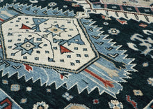 10x14 Dark Blue, Beige, Ivory Color Hand Knotted Oushak Wool Southwestern Oriental Rug