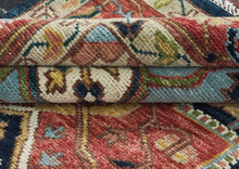 10x14 Navy, Rust, Lime Color Hand Knotted Oushak Wool  Oriental Rug