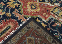 10x14 Navy, Rust, Lime Color Hand Knotted Oushak Wool  Oriental Rug