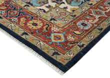 10x14 Navy, Rust, Lime Color Hand Knotted Oushak Wool  Oriental Rug
