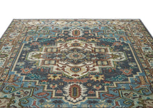 8x10 Blue, Ivory, Aqua Color Hand Knotted Oushak Wool Traditional Oriental Rug