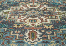 8x10 Blue, Ivory, Aqua Color Hand Knotted Oushak Wool Traditional Oriental Rug