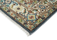 8x10 Blue, Ivory, Aqua Color Hand Knotted Oushak Wool Traditional Oriental Rug