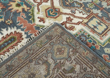 8x10 Blue, Ivory, Aqua Color Hand Knotted Oushak Wool Traditional Oriental Rug