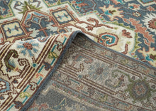 8x10 Blue, Ivory, Aqua Color Hand Knotted Oushak Wool Traditional Oriental Rug