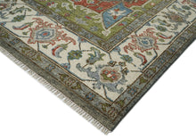 10x14 Gray, Blue, Lime Color Hand Knotted Oushak Wool  Oriental Rug