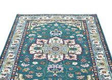 5x8 Turquoise, Ivory, Burnt Orange Go Color Hand Knotted Oushak Wool Traditional Oriental Rug