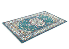 5x8 Turquoise, Ivory, Burnt Orange Go Color Hand Knotted Oushak Wool Traditional Oriental Rug