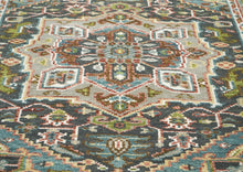 5x8 Gray, Aqua, Slate Color Hand Knotted Oushak Wool Traditional Oriental Rug