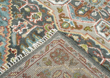5x8 Gray, Aqua, Slate Color Hand Knotted Oushak Wool Traditional Oriental Rug