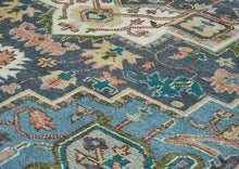 10x14 Blue, Ivory, Gray Color Hand Knotted Oushak Wool  Oriental Rug