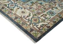 10x14 Blue, Ivory, Gray Color Hand Knotted Oushak Wool  Oriental Rug