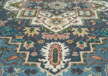 10x14 Blue, Ivory, Gray Color Hand Knotted Oushak Wool  Oriental Rug