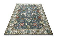 5x8 Slate, Ivory, Burnt Orange Go Color Hand Knotted Oushak Wool Arts & Crafts Oriental Rug