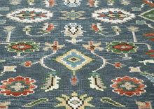 5x8 Slate, Ivory, Burnt Orange Go Color Hand Knotted Oushak Wool Arts & Crafts Oriental Rug