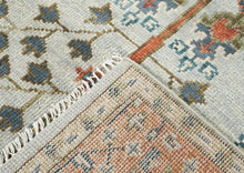 5x8 Gray, Blue, Burnt Orange Go Color Hand Knotted Oushak Wool Transitional Oriental Rug