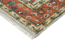 5x8 Gray, Blue, Burnt Orange Go Color Hand Knotted Oushak Wool Transitional Oriental Rug