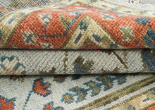 5x8 Gray, Blue, Burnt Orange Go Color Hand Knotted Oushak Wool Transitional Oriental Rug