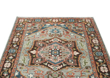 5x8 Mint, Teal, Brown Color Hand Knotted Oushak Wool Traditional Oriental Rug
