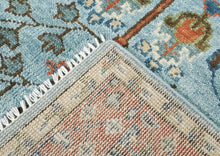 5x8 Blue, Burnt Orange, Ivory Color Hand Knotted Oushak Wool Transitional Oriental Rug