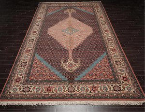 10' x 16'5'' Rare Romanian Hand Knotted 100% Wool Tabrizz Mahi Area Rug Ivory