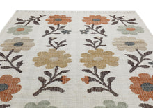 Multi Size Ivory Brown Orange Color Hand Woven Kilim Jute Traditional Oriental Rug