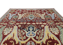 9x12 Hand Knotted Wool Wine Mint Oushak Arts & Crafts Area Rug