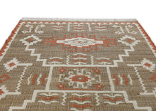 Multi Size Tan Orange Ivory Color Hand Woven Kilim Jute Southwestern Oriental Rug